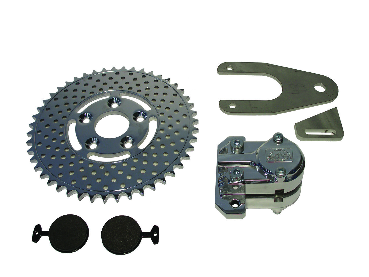 Drevbromskit 48 T Hole Style polerat ok