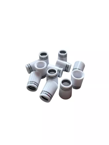 Non-Collared Ferrule .335" x .520" x 1/2" White with 2 Silver Rings