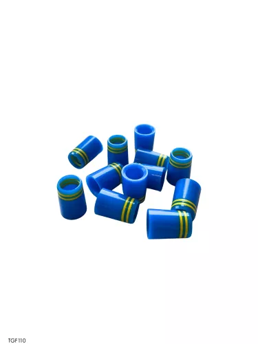 Blue Iron Ferrule with 2 Yellow Rings .370" x 13.2 mm x 19 mm