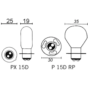 Glödlampa 12V(10) 25/25W, PX 15D