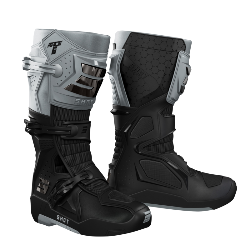 Race 6 Svart/Grå/Krom Shot MX Stövel