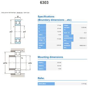 6303-C3 Koyo kullager