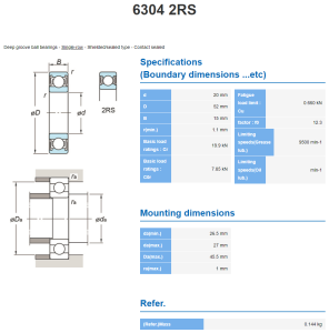 6304-2RS Koyo kullager