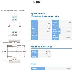 6306-C3 Koyo kullager