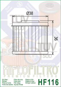 HF116 HiFlo oljefilter