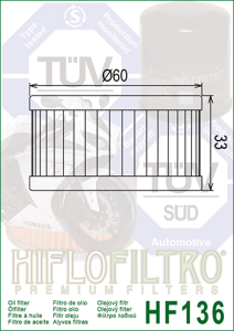 HF136 HiFlo oljefilter
