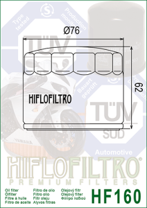 HF160 HiFlo oljefilter