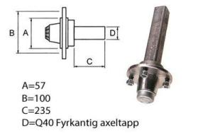 Nav inkl axeltapp Q40x235MM 4/M12/57/100 - 725kg i 25km
