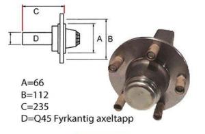 Nav inkl axeltapp Q45x235MM 5/M14/66/112 - 1100kg i 25km