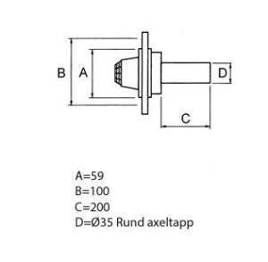 NAV MED AXELTAPP Ø35x200MM 4/M12/59/100 - 500kg@25km