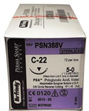 Sutur PGA 5-0 lila C-22 12st