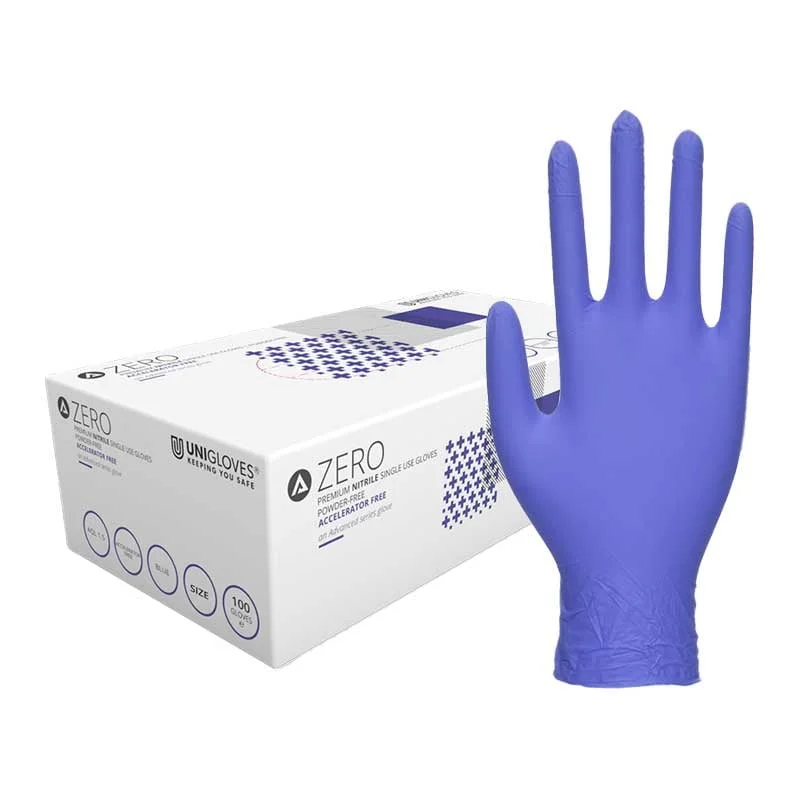 Unigloves ZERO Nitril PF blå L 100st