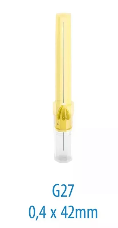 PLULINE injektionskanyl 27G 0,4x42mm, gul, 100st