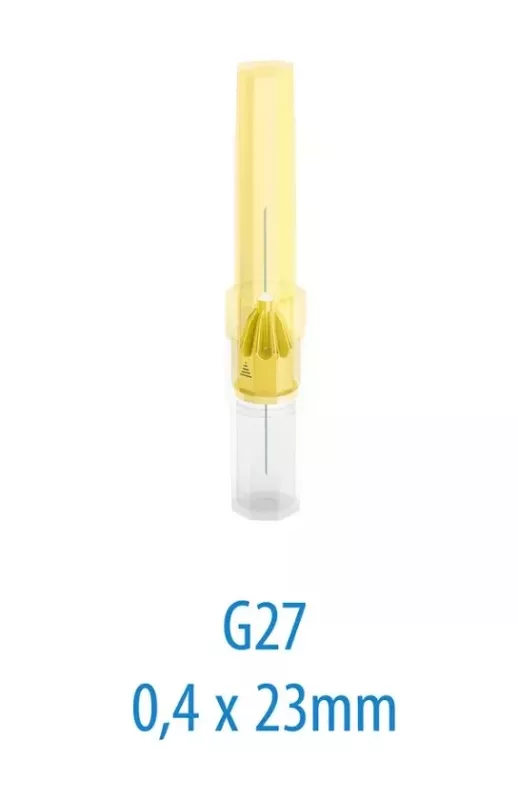 PLULINE injektionskanyl 27G 0,4x23mm, gul, 100st