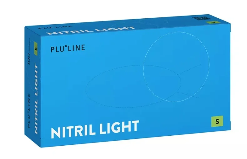 Handske Nitril PluLine Light White S, 100st