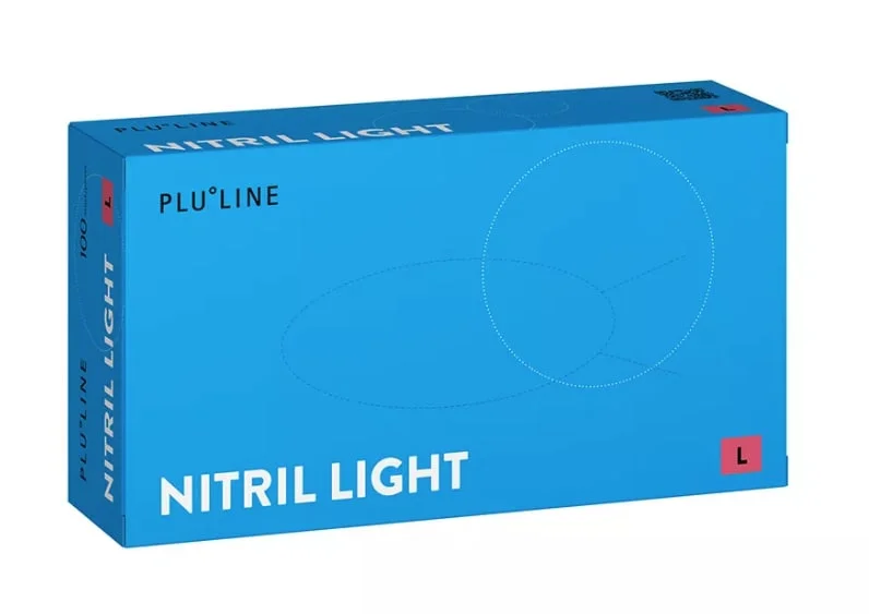 Handske Nitril PluLine Light White L, 100st