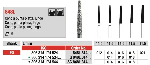 FG Diamantborr 848L.012 5st