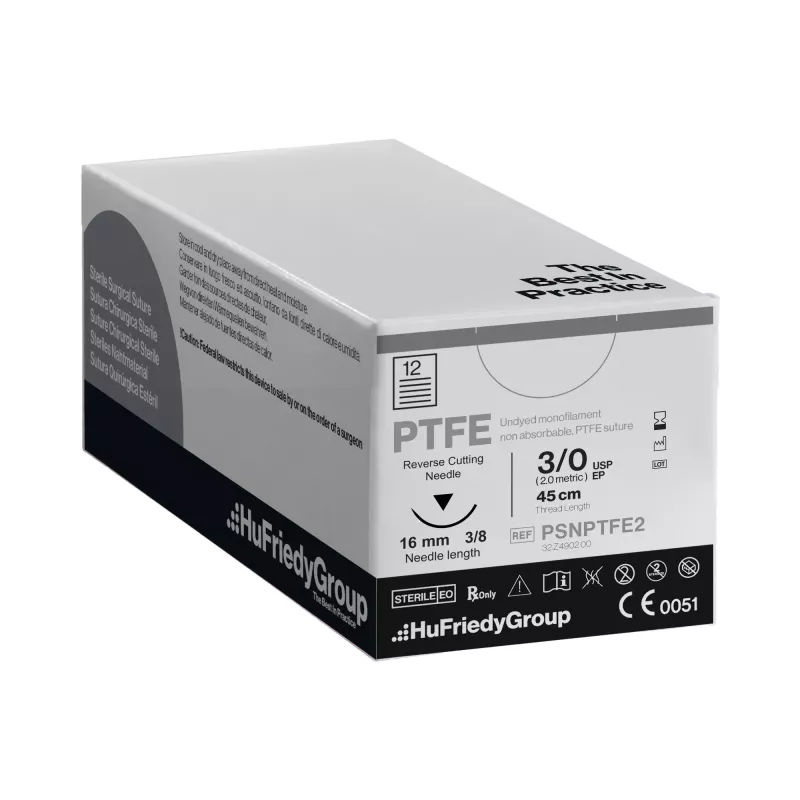 Sutur 18" 3-0 PTFE white C-22 3/8 12st