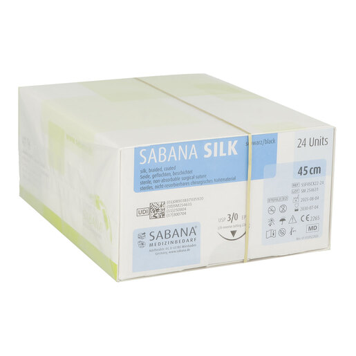 SABANA SILK Svart USP 3-0 45cm