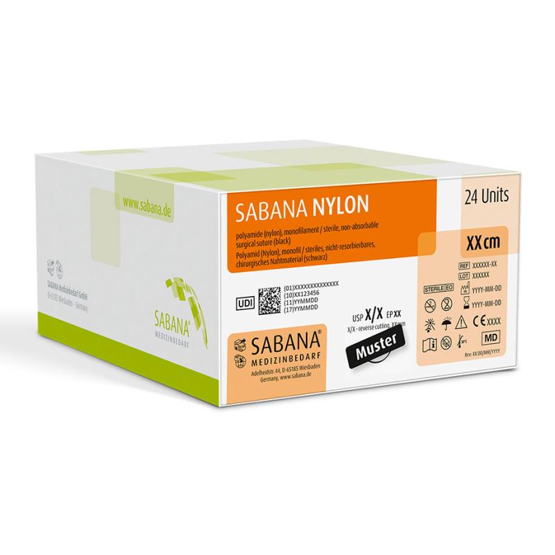 SABANA NYLON Svart USP 4-0 75cm