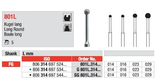 FG Diamantborr 801L 314 014 5st