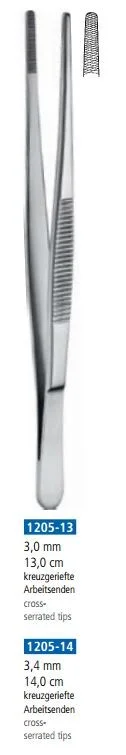 Anatomisk pincett 3mm 14cm m. kryssgrepp