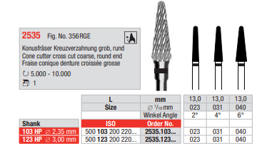 Konusfräs HM 2535.031 Hst 3mm st