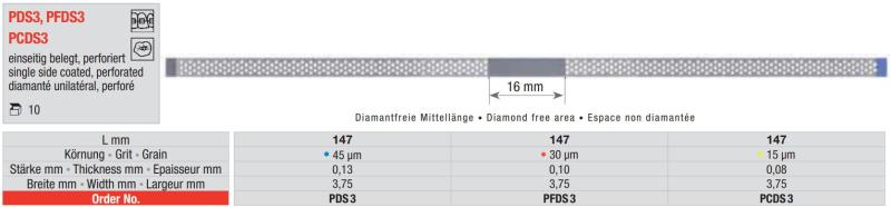 Diamantstrips perforerad 3,75mm ES röd 30µm 10st