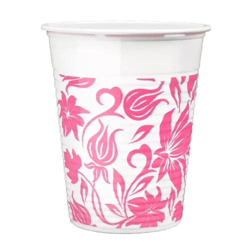 Pappersbägare Monoart Flower Vit/Rosa 180ml 1000st