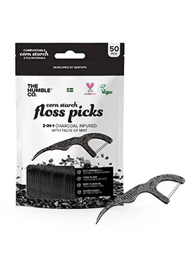 Humble Floss Picks Charcoal 50st
