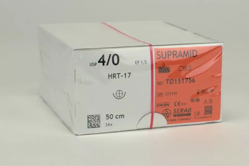 Sutur Supramid 4/0 svart HRT-17 50cm 24st