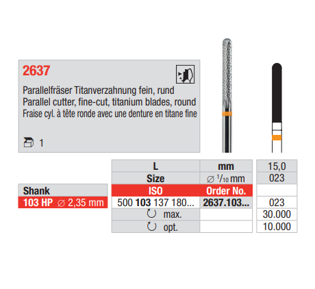 Hst Parallelfräs HM 2637.023 Titan