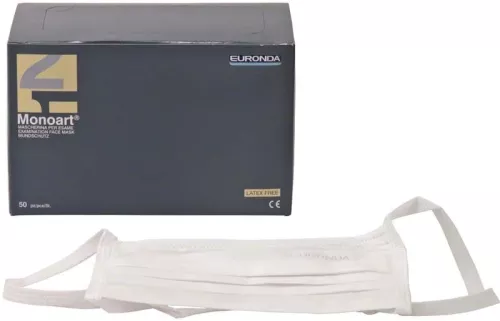 Munskydd Monoart 3-lag Knytband Vit 50st