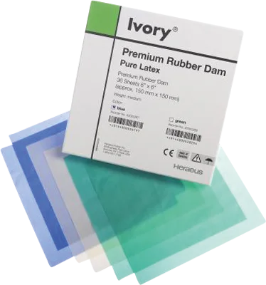 Kofferdamduk Ivory barn blå 5x5 medium 52st