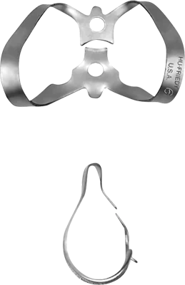 Kofferdamklammer 6 anterior