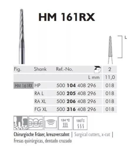 FG Kirurgiborr HM 161RX 316 018 XL 2st