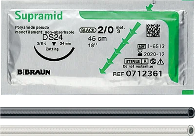 Sutur Supramid 3/0 HS15 svart 45cm 36st