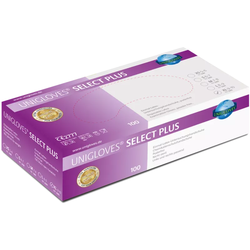 Handske Select Plus Latex pdfr XL 100st