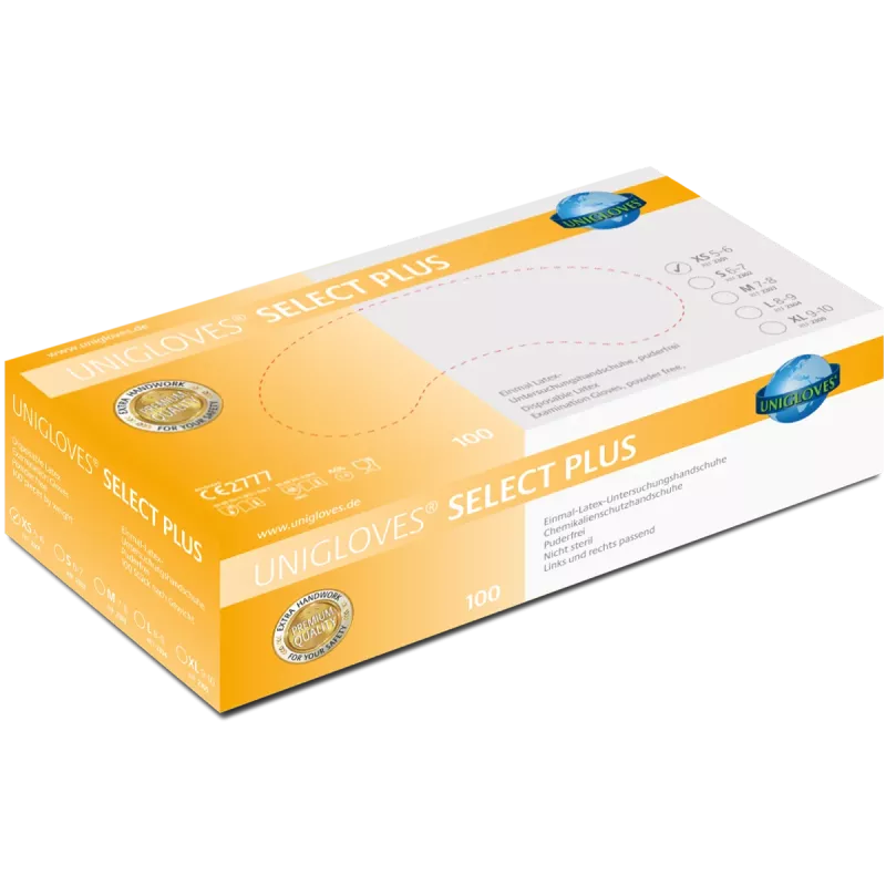 Handske Select Plus Latex pdfr XS 100st