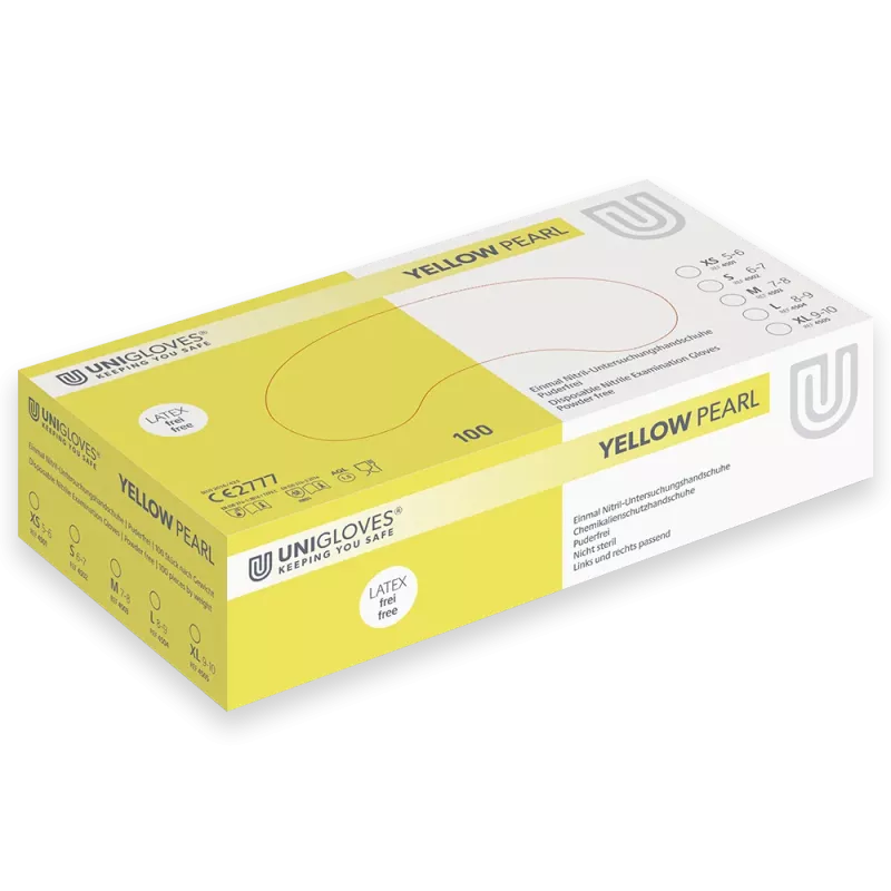 Handske Nitril Yellow Pearl L 100st