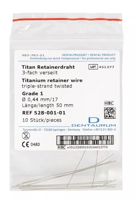 Titan Retainertråd Grade 1, Ø 0,44mm 10st