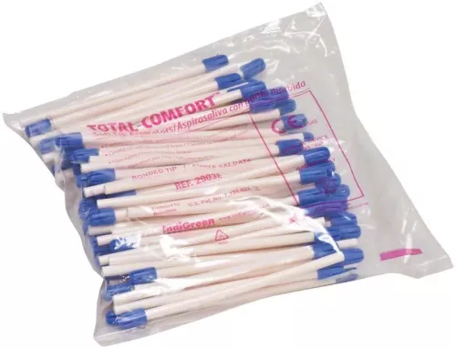 Total Comfort Salivsug vit/blå fasthätta 100st