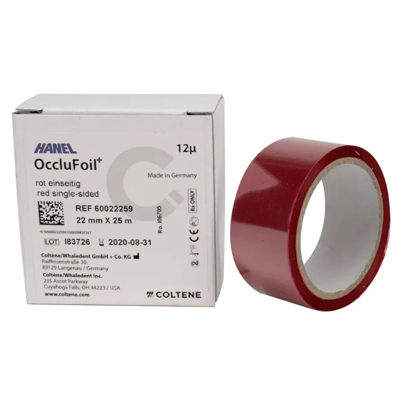 Hanel OccluFoil+ 12µ enkelsidig röd 22mm x 25m