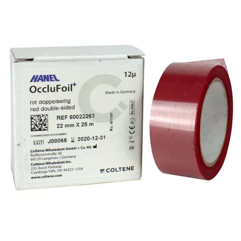 Hanel OccluFoil+ 12µ dubbelsidig röd 22mm x 25m