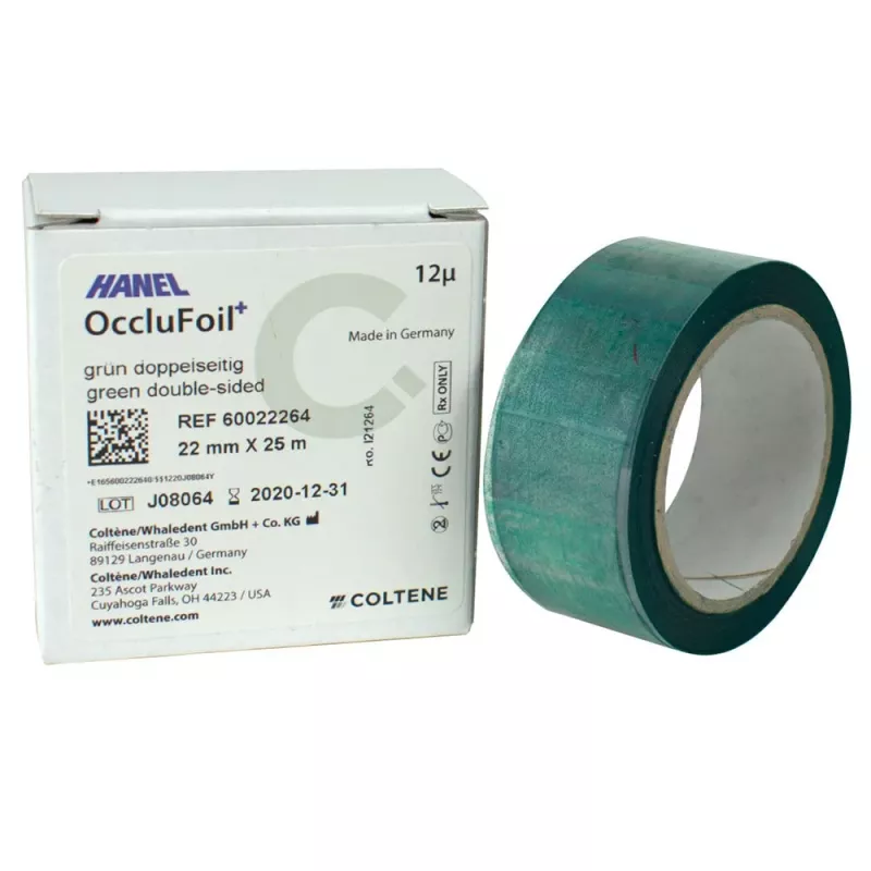 Hanel OccluFoil+ 12µ dubbelsidig grön 22mm x 25m