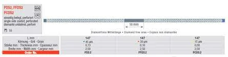 Diamantstrips perforerad 0,13mm 45µm 10st
