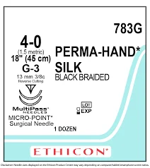 Sutur Ethicon Silke 4-0 svart G-3 12st