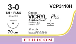 Vicryl plus sutur 3-0, VCP3110H, SH-1 VB 70 cm purple 36st
