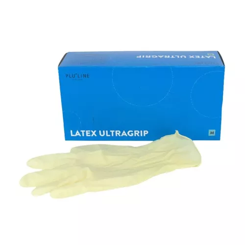 Handske Latex Ultragrip M Pluline PF 100st