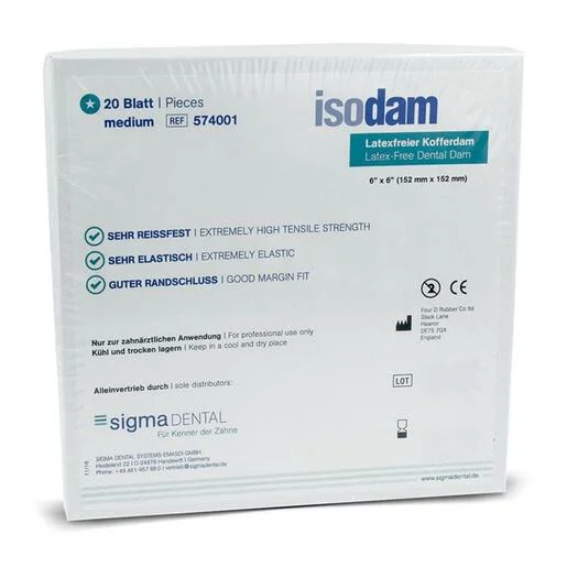 Kofferdamduk Isodam medium blå 20st